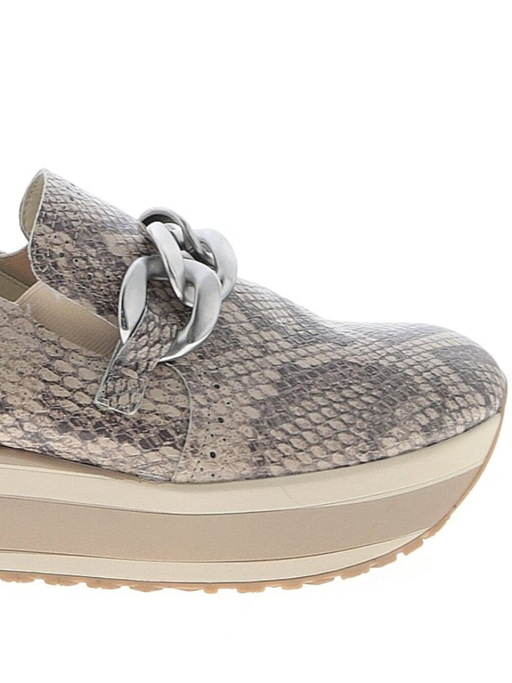 Dolce Vita Gray & Tan Reptile Print Slipon Platforms w/Silver Chain Size 9.5M - Picture 3 of 5